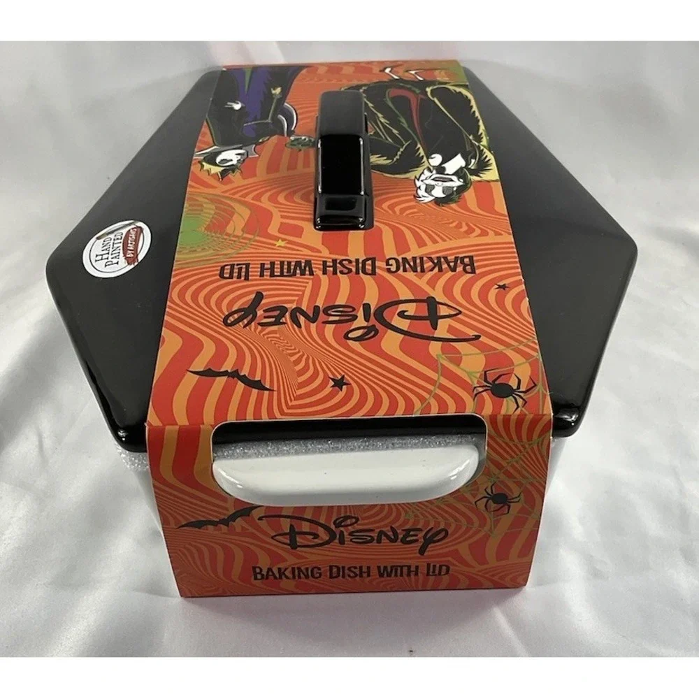 Disney Villains Spooky Halloween Coffin Baking Dish w/ Lid White New! Ceramic.